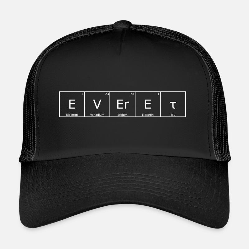 Everet Nom Prénom Chimie Éléments du tableau périodique Casquette trucker 