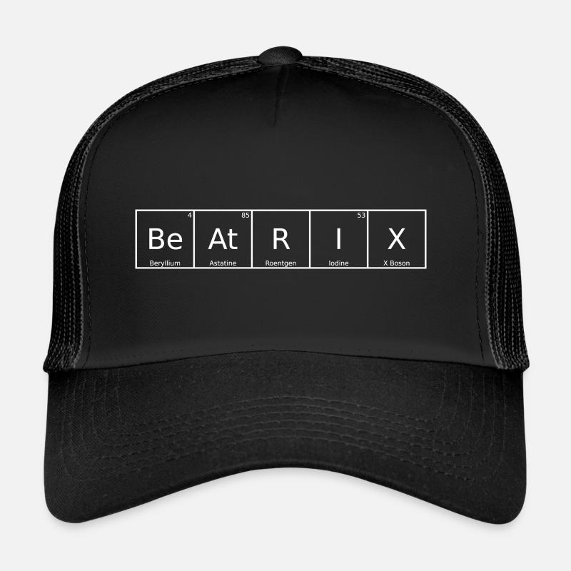 Beatrix Name First Name Chemistry Periodic Table Element - Trucker Cap - black/black