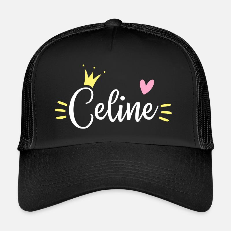 Celine Name Krone - Trucker Cap - Schwarz/Schwarz