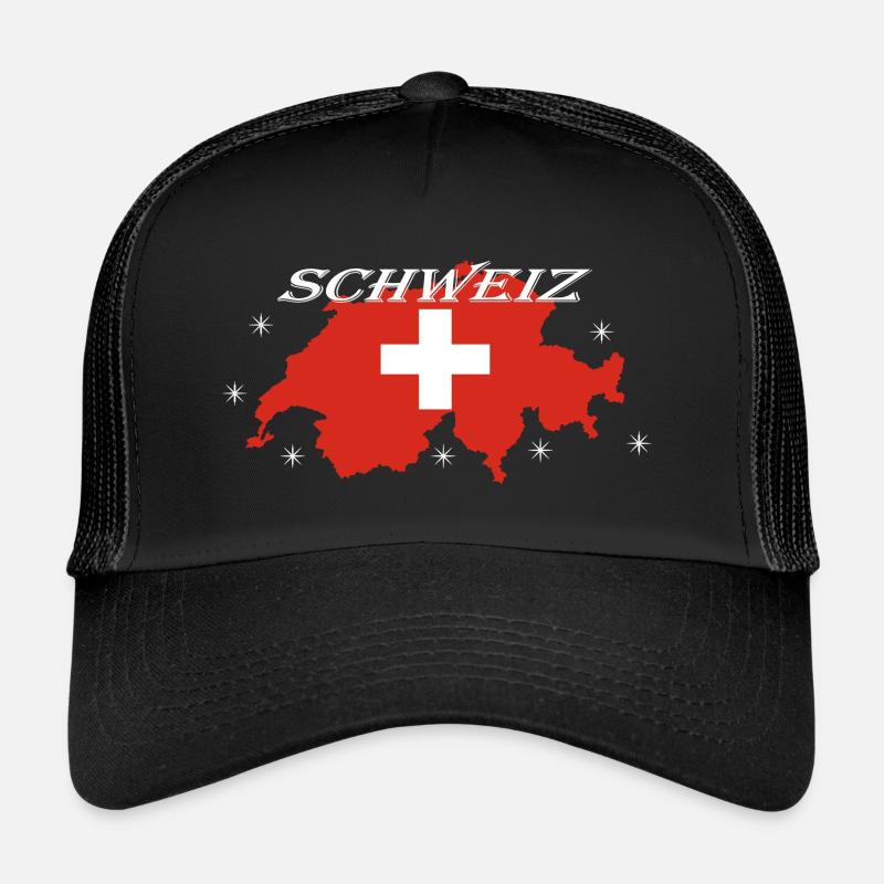 Schweiz Design - Trucker Cap - Schwarz/Schwarz
