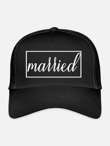 Couple marié assorti Hommes & Femmes Jour de mariage - Casquette trucker  - noir/noir - Devant