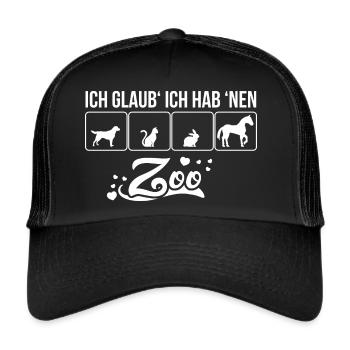 Je pense que j’ai un zoo! Avec cheval, chat, chien - Casquette trucker  - noir/noir - Devant