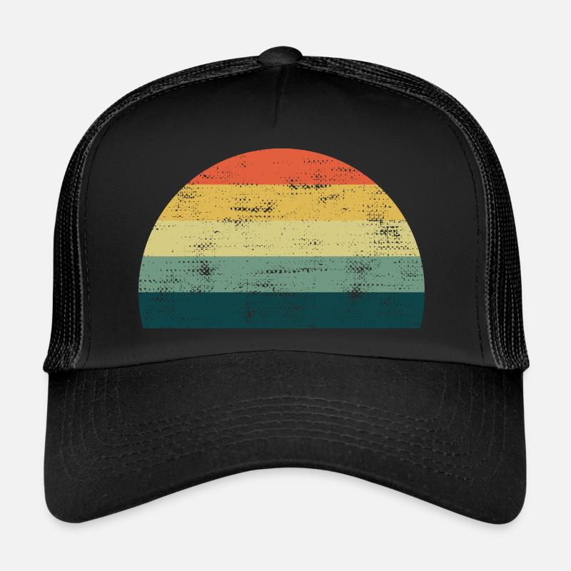 Retro Sonne Sunset Regenbogen Farben Vorlage - Trucker Cap - Schwarz/Schwarz