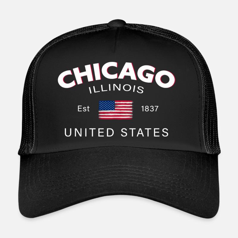 Drapeau des États-Unis Chicago Illinois Casquette trucker 