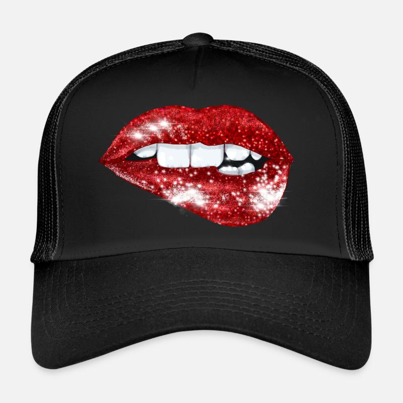 Sexy red glitter lips Trucker Cap