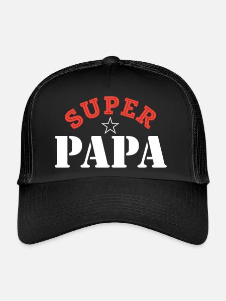 Super papa. Superpapa. Fête des pères. Papa - Casquette trucker  - noir/noir - Devant