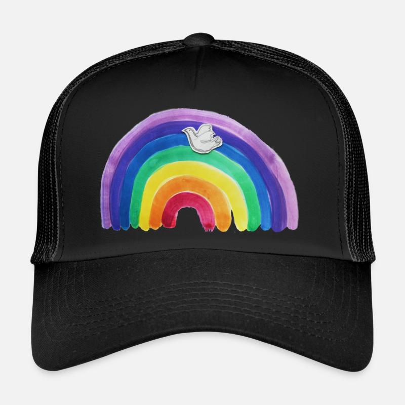 Regenbogen Friedenstaube - Trucker Cap - Schwarz/Schwarz