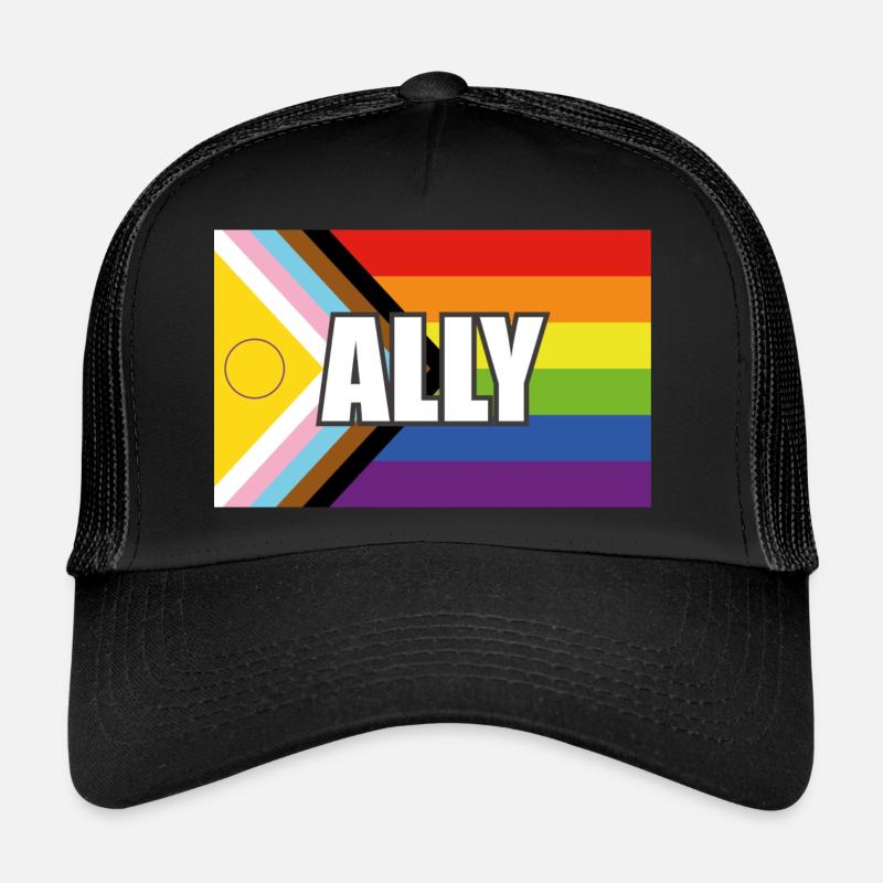 Ally Intersex Inclusive Pride Fortschritt Pride Flag - Trucker Cap - Schwarz/Schwarz