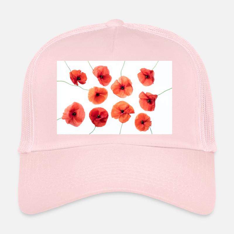 COQUELICOT Rouge Blanc Casquette trucker 
