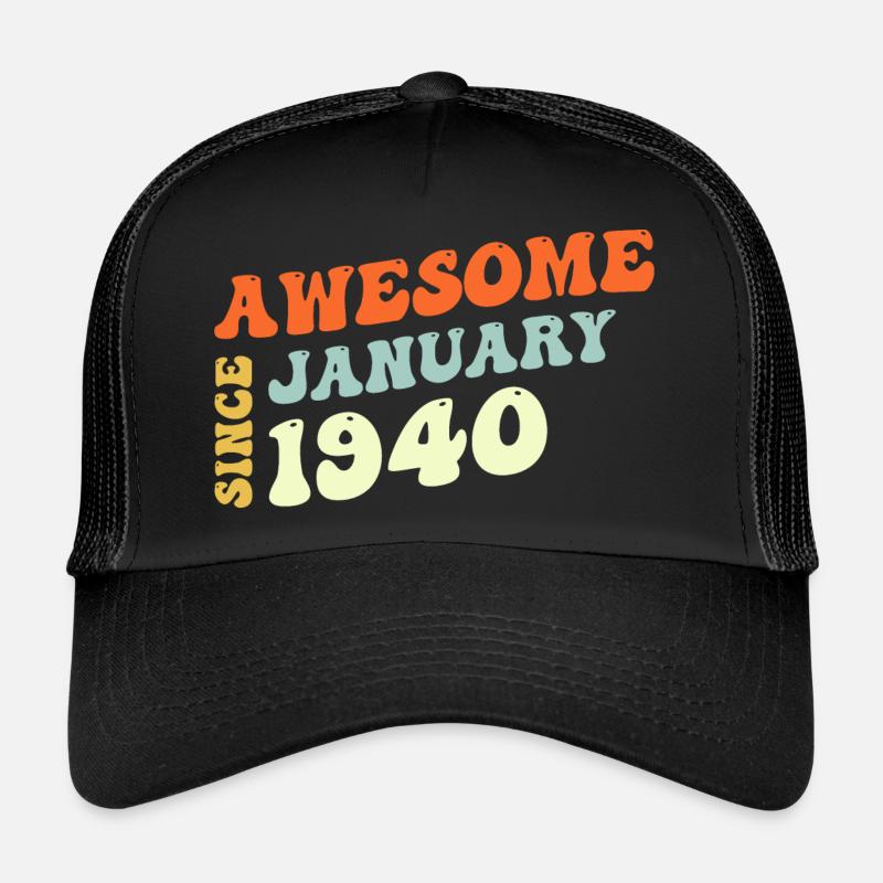Groovy 83 ans génial depuis janvier 1940 Casquette trucker 