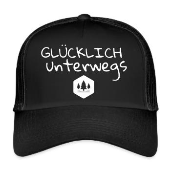 Glücklich unterwegs - Trucker Cap - Schwarz/Schwarz - Vorne