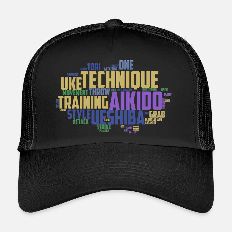 Japanische Kampfkunst Aikido Begriffe Wordcloud Trucker Cap