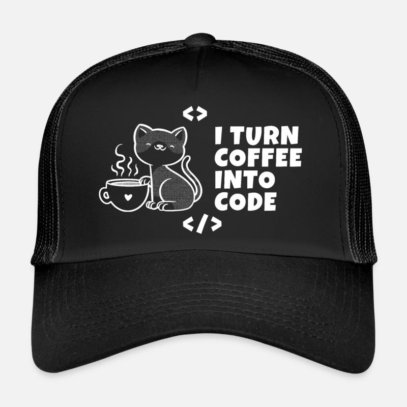 I turn coffee into code Programmierer Entwickler Trucker Cap