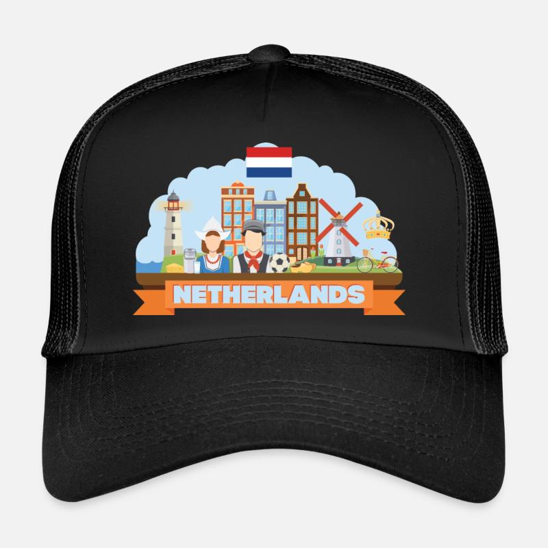 Netherlands travel flat composition Trucker Cap