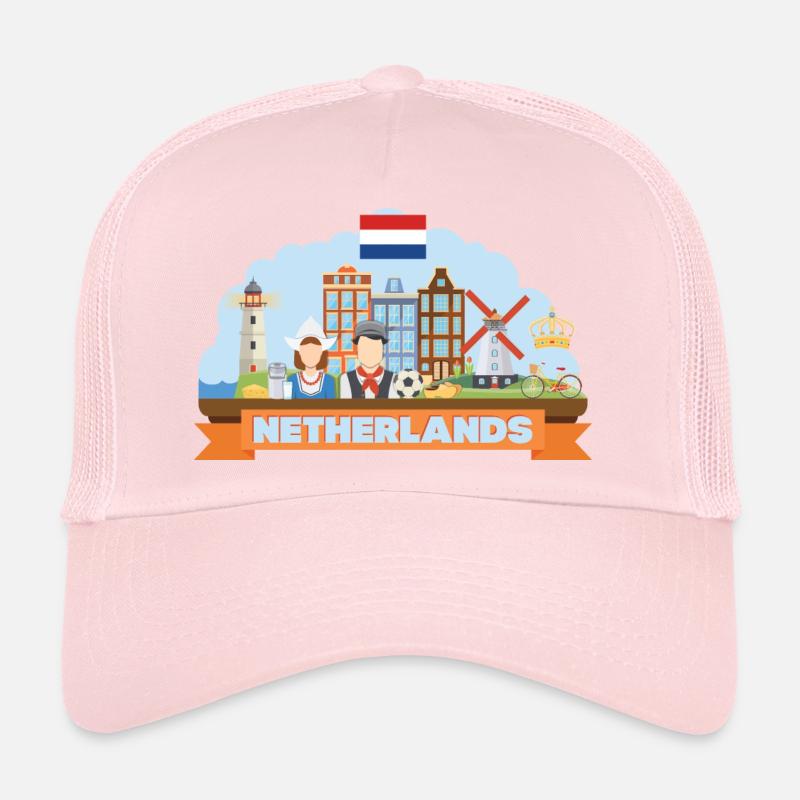 Netherlands travel flat composition Trucker Cap