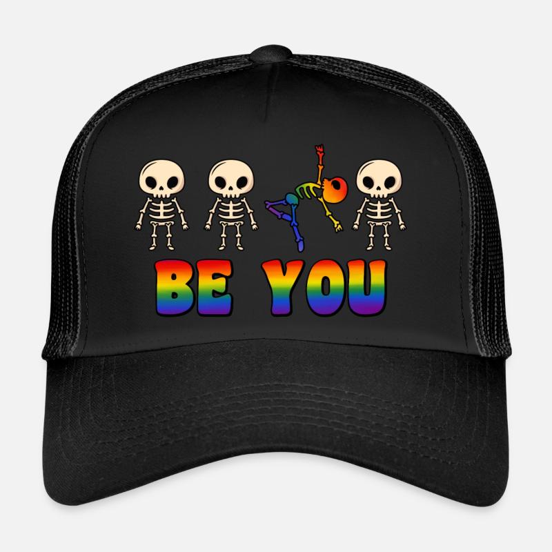 Dancer Skeleton Rainbow LGBT Trucker Cap