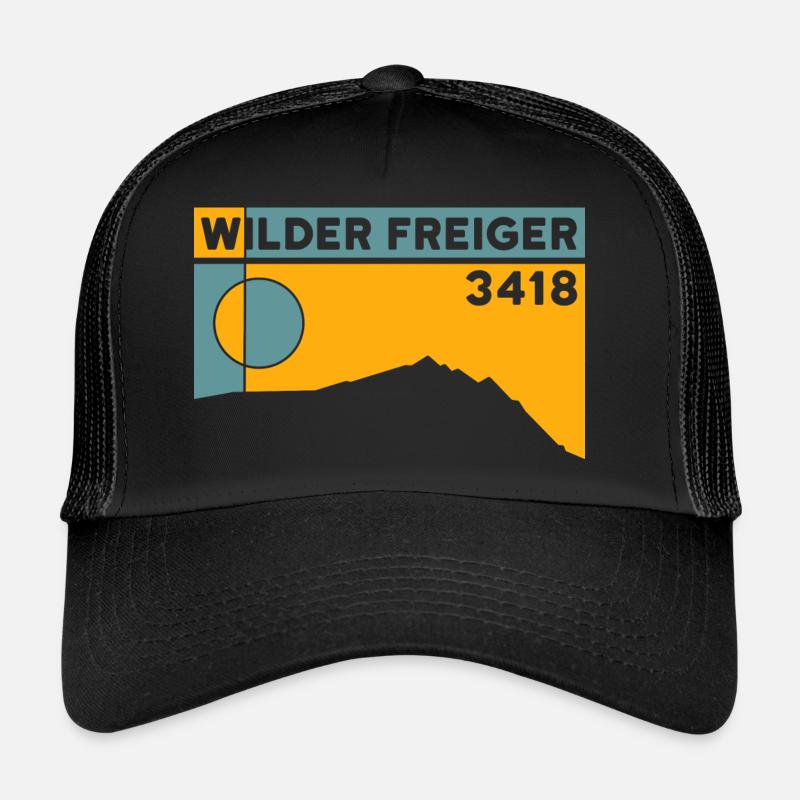 Wilder Freiger Bergtour Roter Grat Gipfel Höhe - Trucker Cap - Schwarz/Schwarz