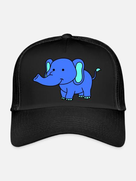 éléphant - Casquette trucker  - noir/noir - Devant