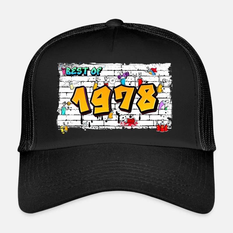 Retro Classic 1978 Graffiti – 47 Jahre - Trucker Cap - Schwarz/Schwarz
