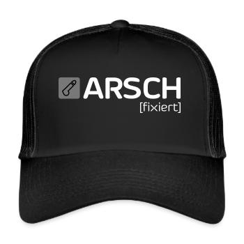 ARSCH [fixiert] - Trucker Cap - Schwarz/Schwarz - Vorne