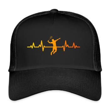 Badminton heartbeat Badminton player Badminton player - Trucker Cap - black/black - Front