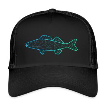 Zander Fishing Polygon Fish Fisherman Angler - Trucker Cap - black/black - Front