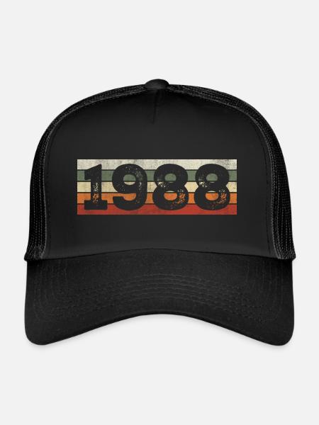 Millésime 1988 Cadeau D’anniversaire Rétro 1988 - Casquette trucker  - noir/noir - Devant