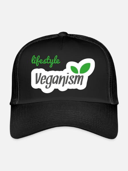 lifestyle veganism vegan veggie vegan - Trucker Cap - black/black - Front