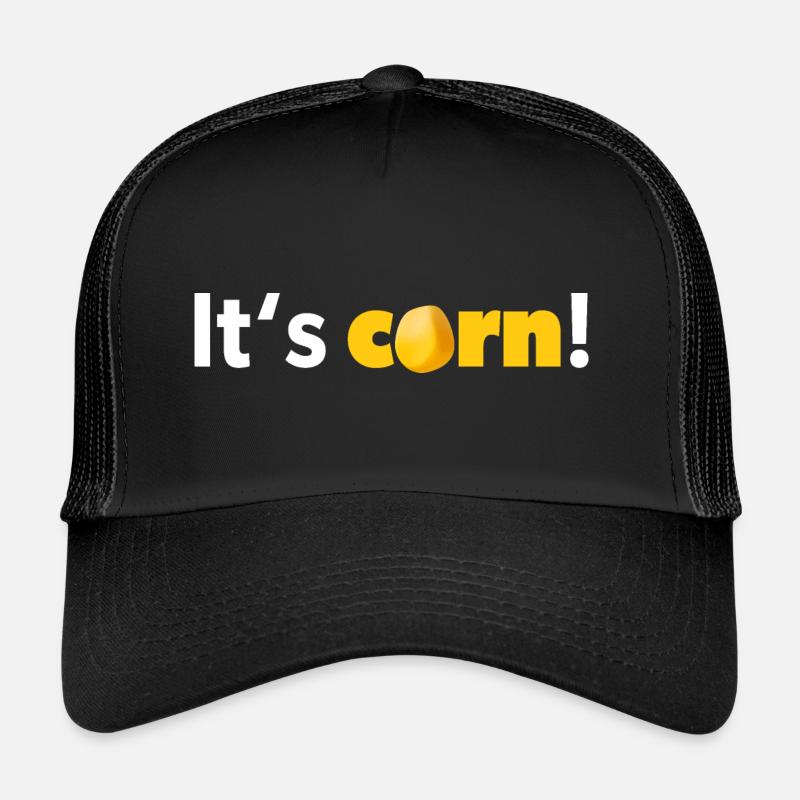 « C’est du maïs! Conception de texte en blanc et jaune Casquette trucker 