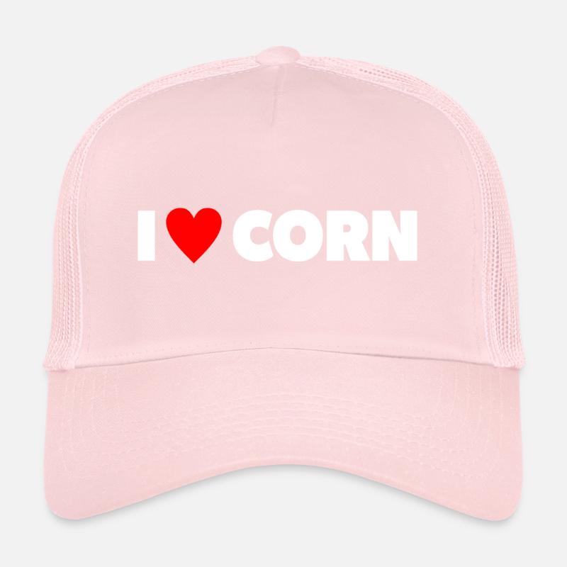 "I ❤ Corn" in white with red heart Trucker Cap