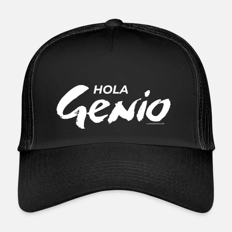 Hello Genius (weiß) - Trucker Cap - Schwarz/Schwarz