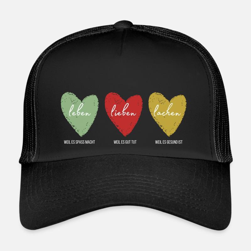leben lieben lachen untertitel - Trucker Cap - Schwarz/Schwarz