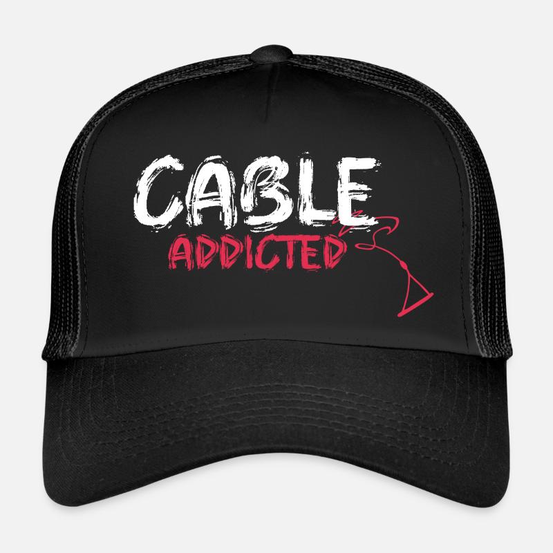 cable addicted wakeboard motiv Geschenk Boot Wake - Trucker Cap - Schwarz/Schwarz