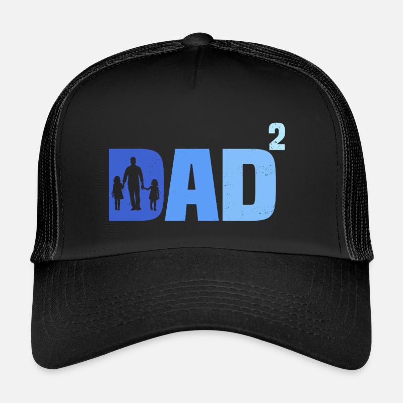 Father of Two Daughters Gift Dad Daughters Trucker Cap