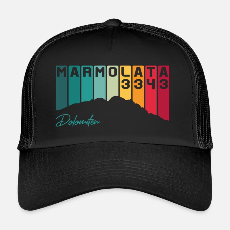 Marmolata Marmolada Dolomites Dolomiti 3343 Hiking - Trucker Cap - black/black