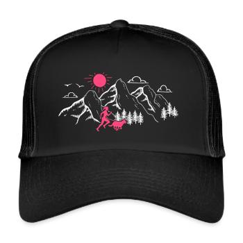 Canicross Geländelauf mit Hund Canicross Lauf - Trucker Cap - Schwarz/Schwarz - Vorne