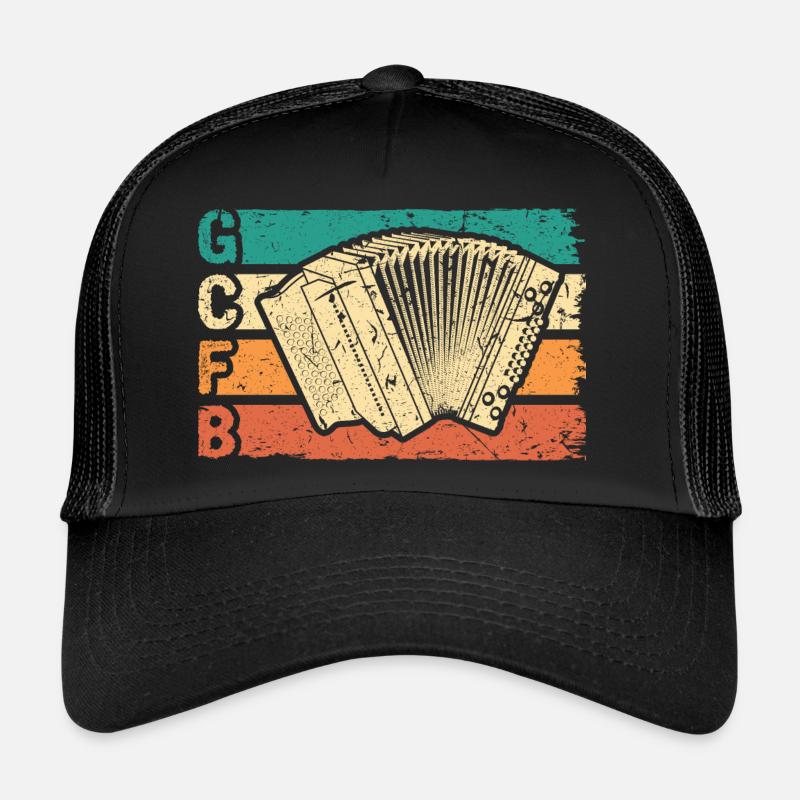 Retro Steirische Harmonika GCFB, Quetschn - Trucker Cap - Schwarz/Schwarz