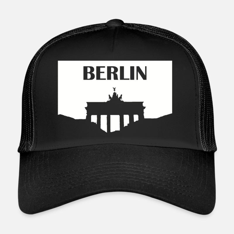 Berlin Brandenburger Tor weiß - Trucker Cap - Schwarz/Schwarz