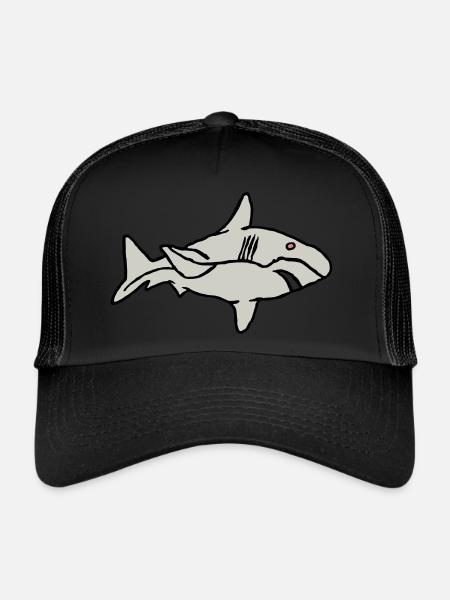 Fish Shark Predator Predator Water Graffiti Ocean - Trucker Cap - black/black - Front