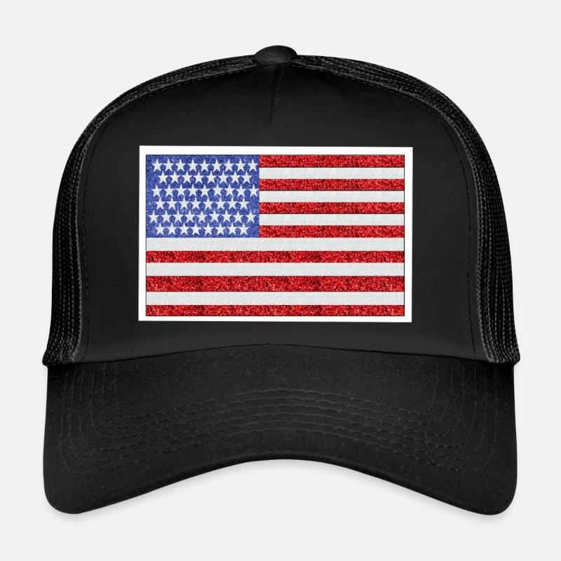 Drapeau des États-Unis - Casquette trucker  - noir/noir