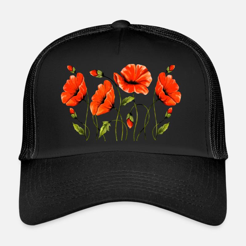 Blumen - Trucker Cap - Schwarz/Schwarz