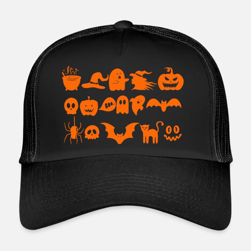 Witches, pumpkins, ghosts and bats Trucker Cap