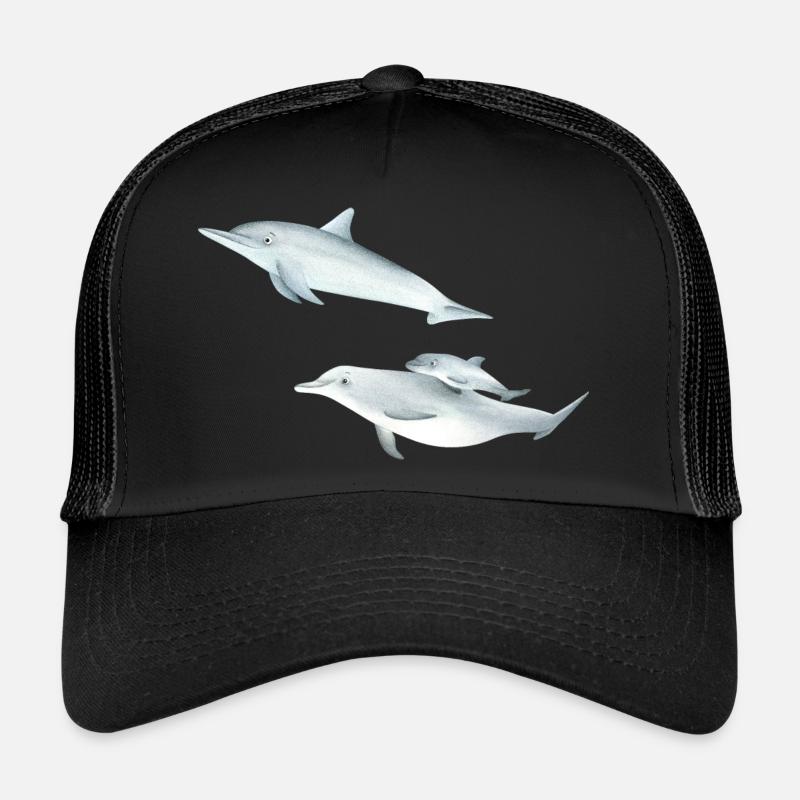 lustige Delfinfamilie - Trucker Cap - Schwarz/Schwarz