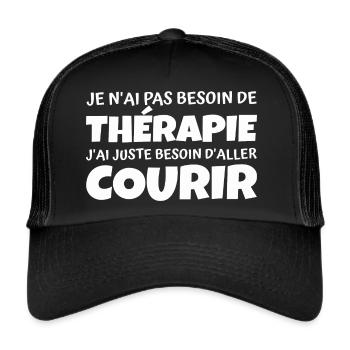 thérapie courir / humour course à pied - Casquette trucker  - noir/noir - Devant