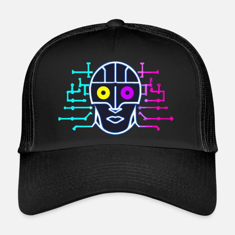 Neon Roboter - Künstliche Intelligenz - Cyborg Trucker Cap