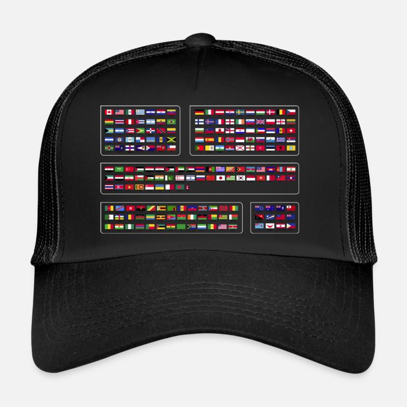 Kansainväliset maailmanliput - maiden liput - Trucker-lippis - musta/musta