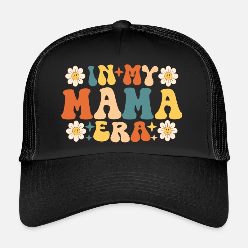 Groovy In My Mama Era Muttertag - Trucker Cap - Schwarz/Schwarz
