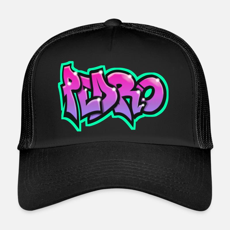 PEDRO graffiti sweatshirt cap teeshirt - Trucker Cap - black/black
