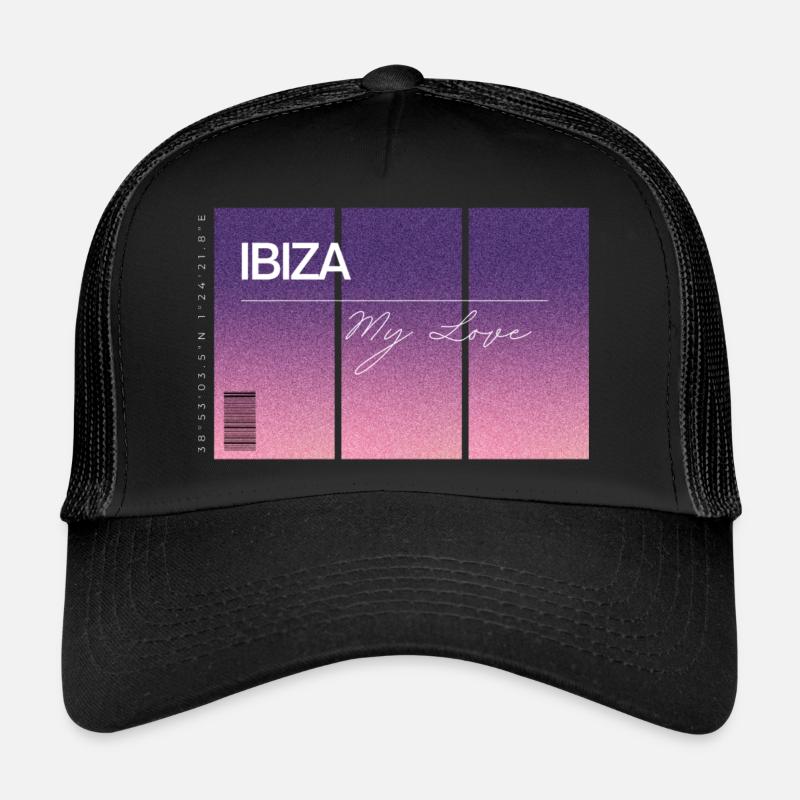 Ibiza, my love. Souvenir with GPS data Trucker Cap