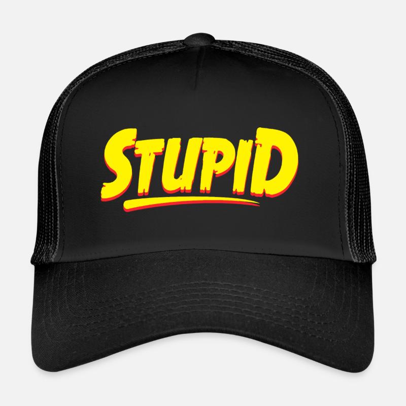 Graphique typographique stupide - Casquette trucker - noir/noir